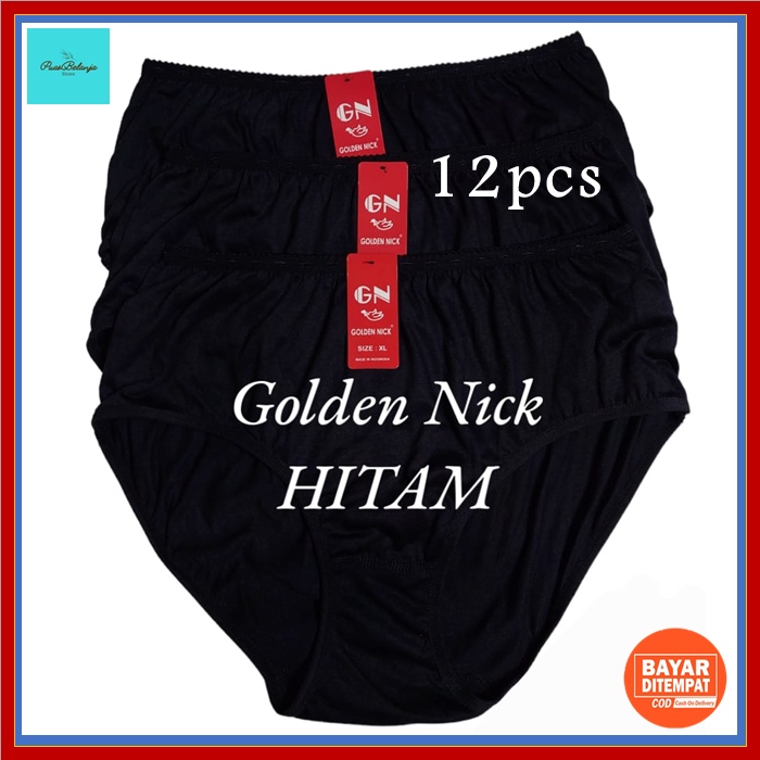 6pcs CD Golden Nick Hitam 937 Celana Dalam Wanita HITAM Golden Nick isi 6pcs 12pcs LUSINAN GROSIR