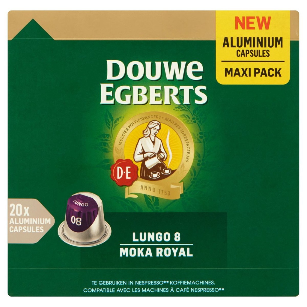 

Douwe Egberts Lungo 8 Moka Royal 20 Aluminium Capsules