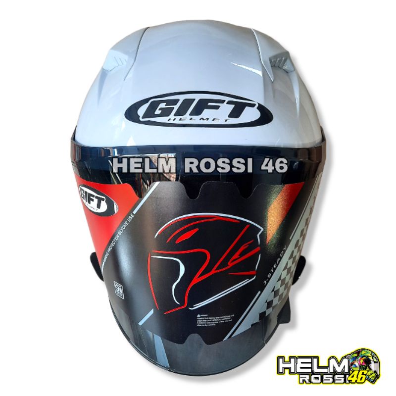 HELM GIFT SARGON PUTIH WHITE SOLID rep NJS KAIROZ + Visor FLAT Venom + Spoiler