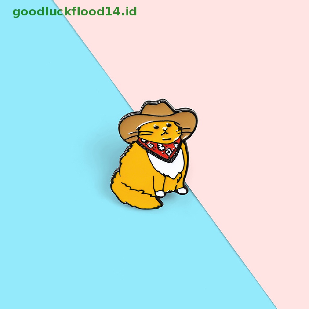 [GOOGFOUR] Koboi Kucing Enamel Pin Lucu Hewan Topi Bros Kemeja Kerah Tas Lucu Lencana Hadiah [TOP]