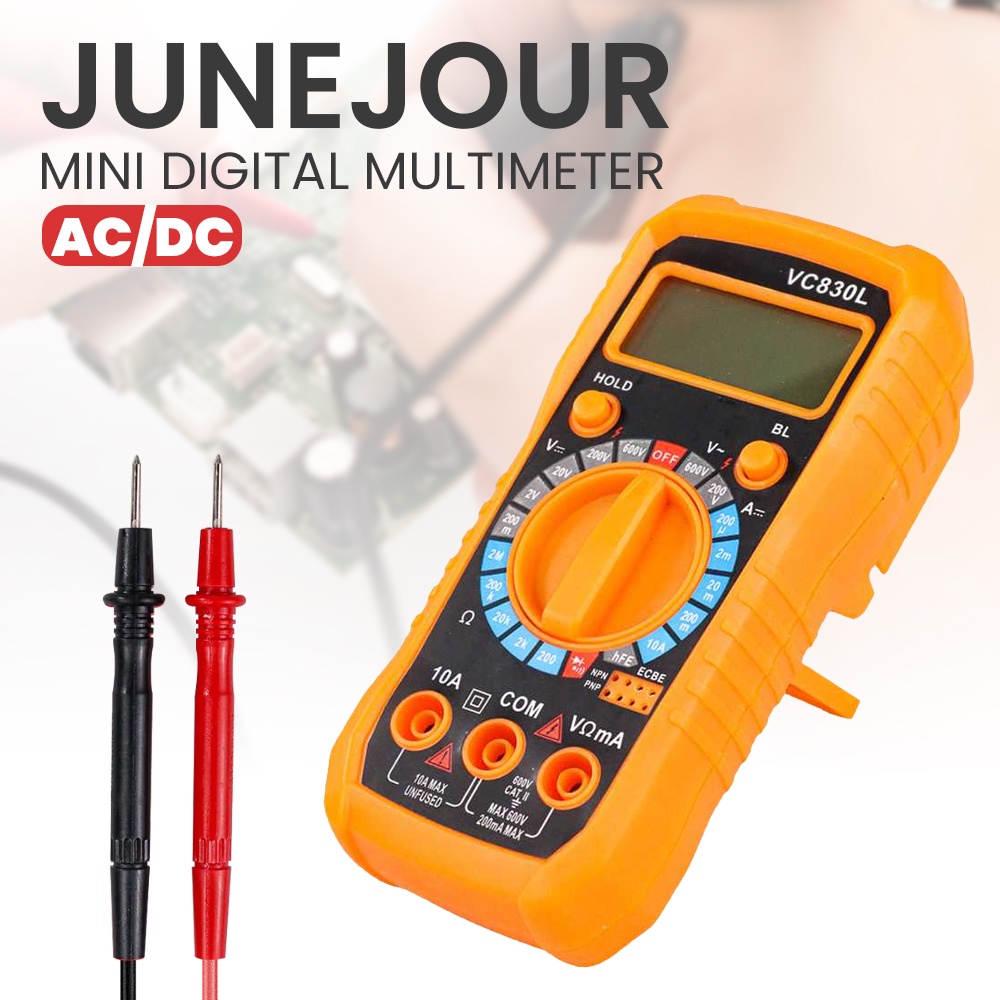 Junejour Mini Digital Multimeter AC/DC Voltage Tester - VC830L - Orange