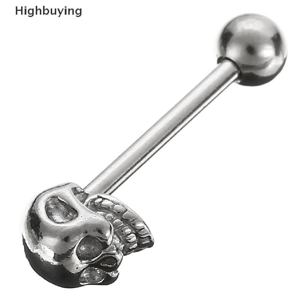 Hbid Cincin Stainless Steel Skull Ball Lidah Batangan Barbel Tubuh Wanita Perhiasan Glory