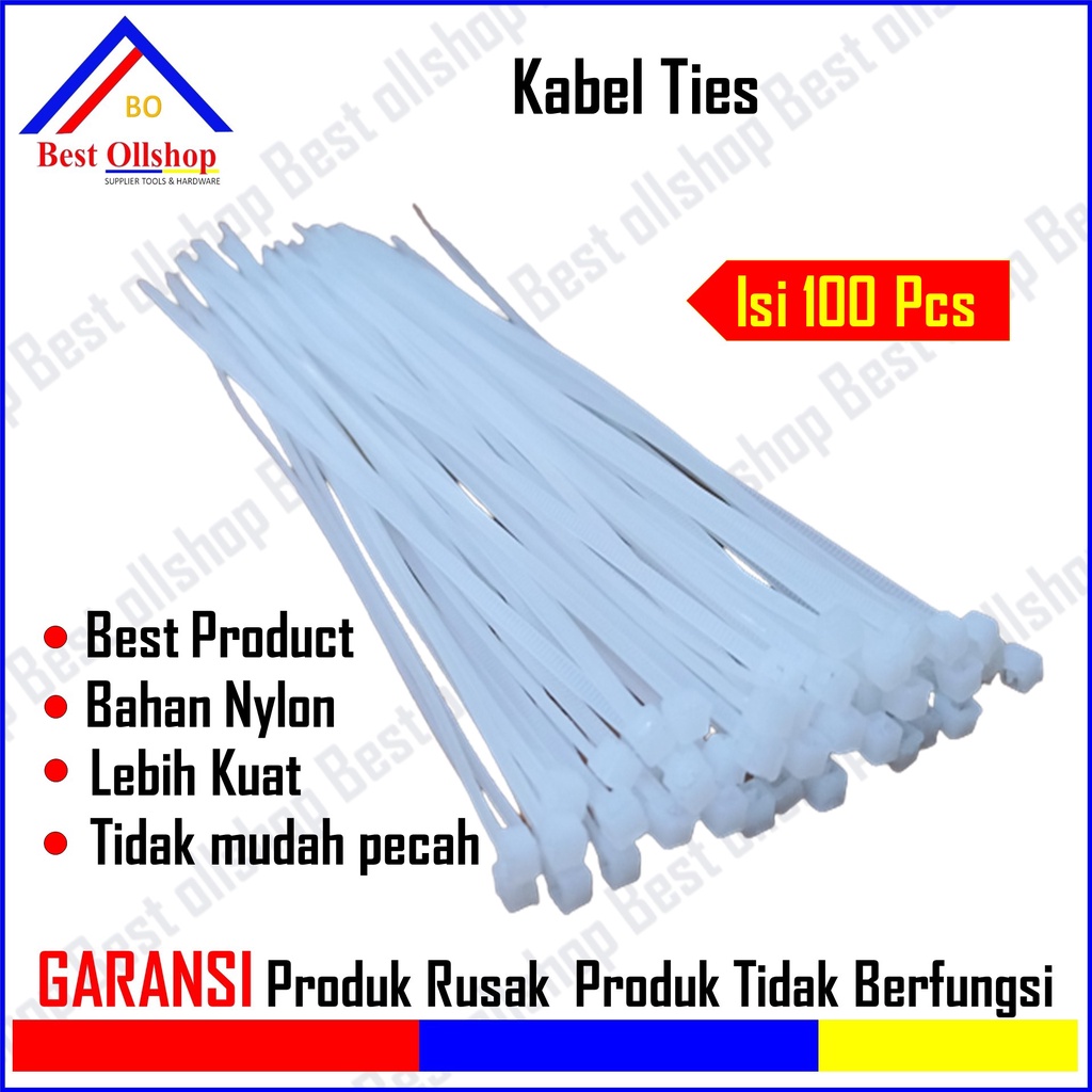 Kabel Tis / Cable Ties Nylon 10cm 15cm 20cm 25cm 30cm / Tali Kabel Tie Ties Tis 1 Pack Isi 100 Pcs