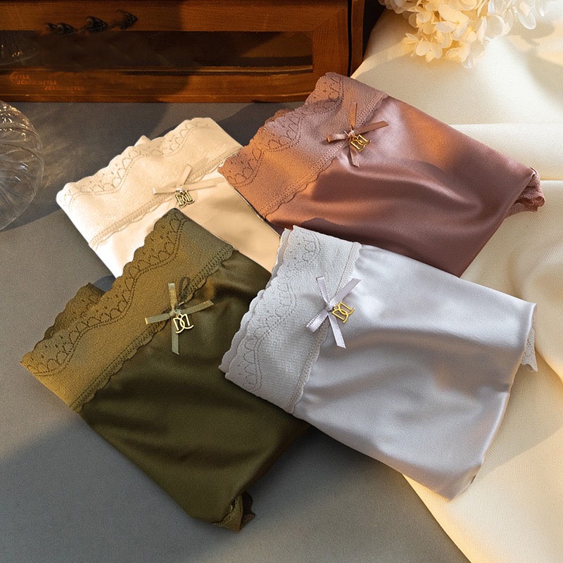 Online Fashion Celana Dalam Sexy Mid Waist Sutera es halus Celana Dalam Wanita C257