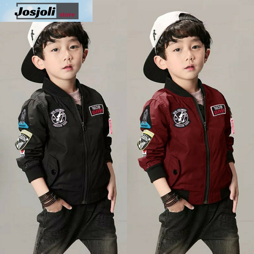 JOSJOLI_STORE/Jaket Bomber Kids Mickey/Jaket Anak Laki-Laki/Pakaian Anak Laki-Laki Lengan Panjang/Usia 5-7 Tahun