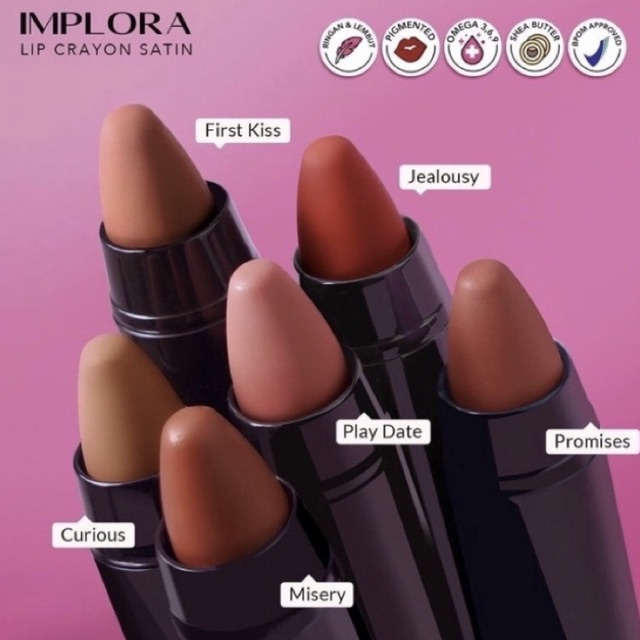 IMPLORA LIP CRAYON | WARNA CREAMY TAHAN LAMA | BIBIR TETAP LEMBAB ALAMI