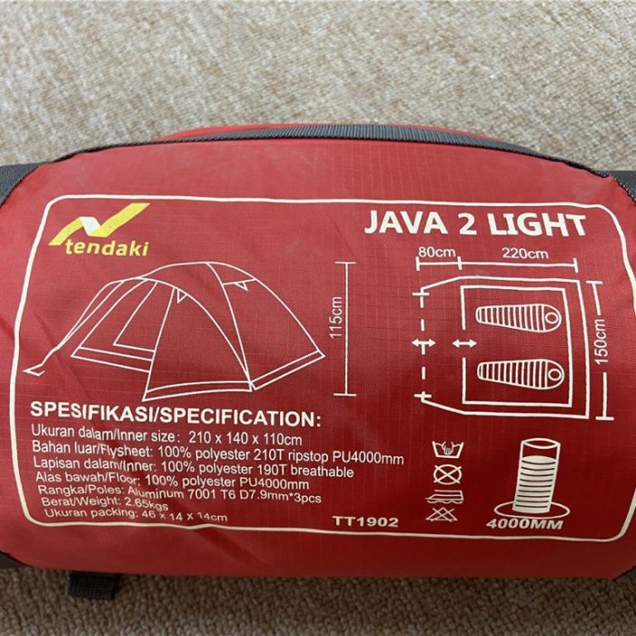 GROSIR TENDA TERMURAH TENDAKI JAVA 2 LIGHT PU4000MM FRAME ALLOY