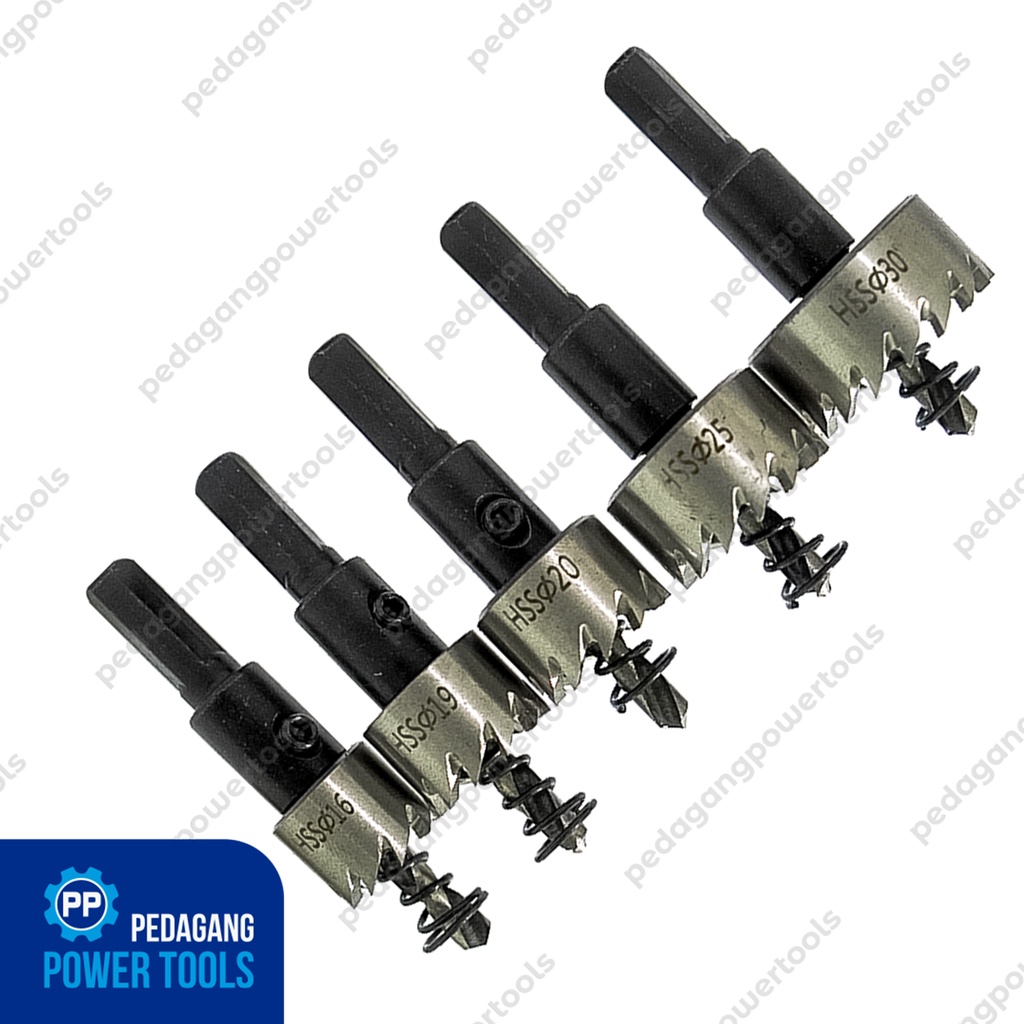 IKURA SET 5 PCS HSS HOLE SAW BESI MATA BOR PELUBANG KAYU HOLESAW 16-30