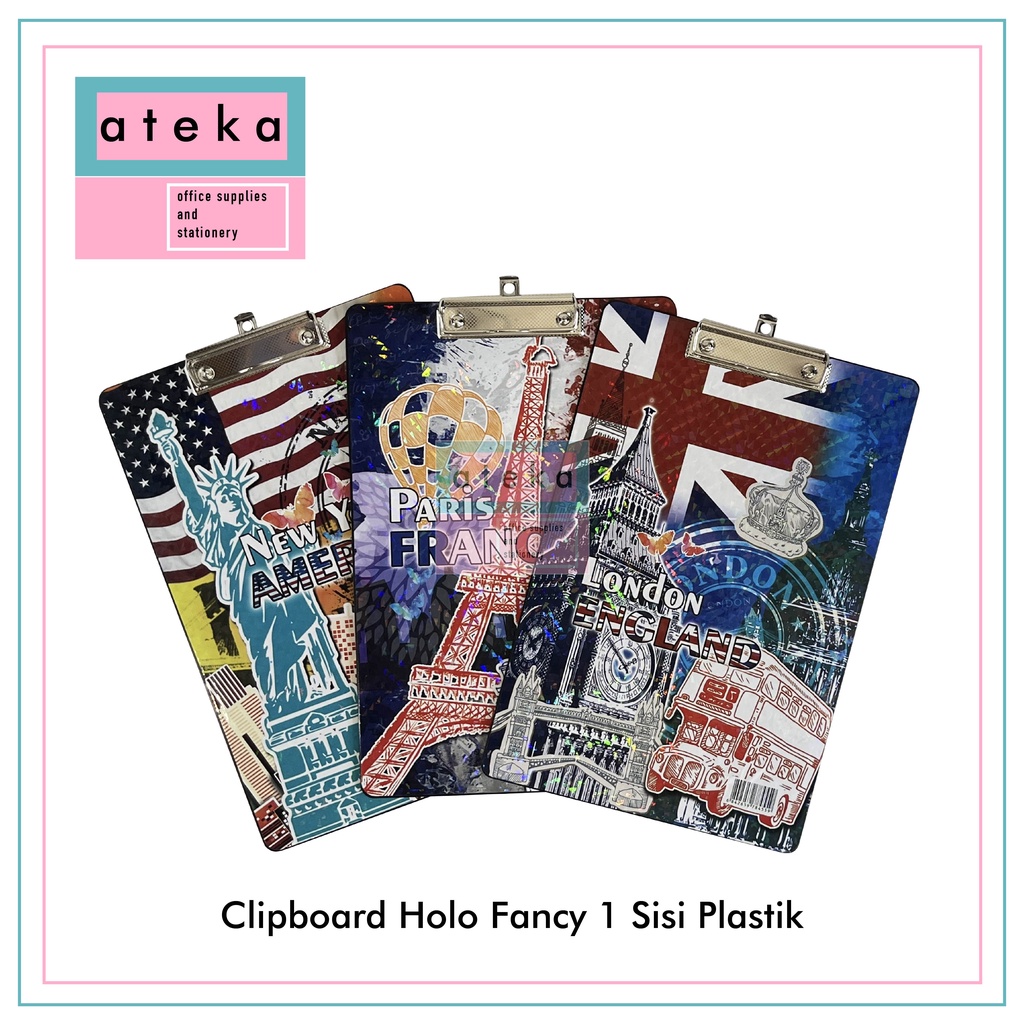 

Clipboard Holo Fancy 1 Sisi Plastik