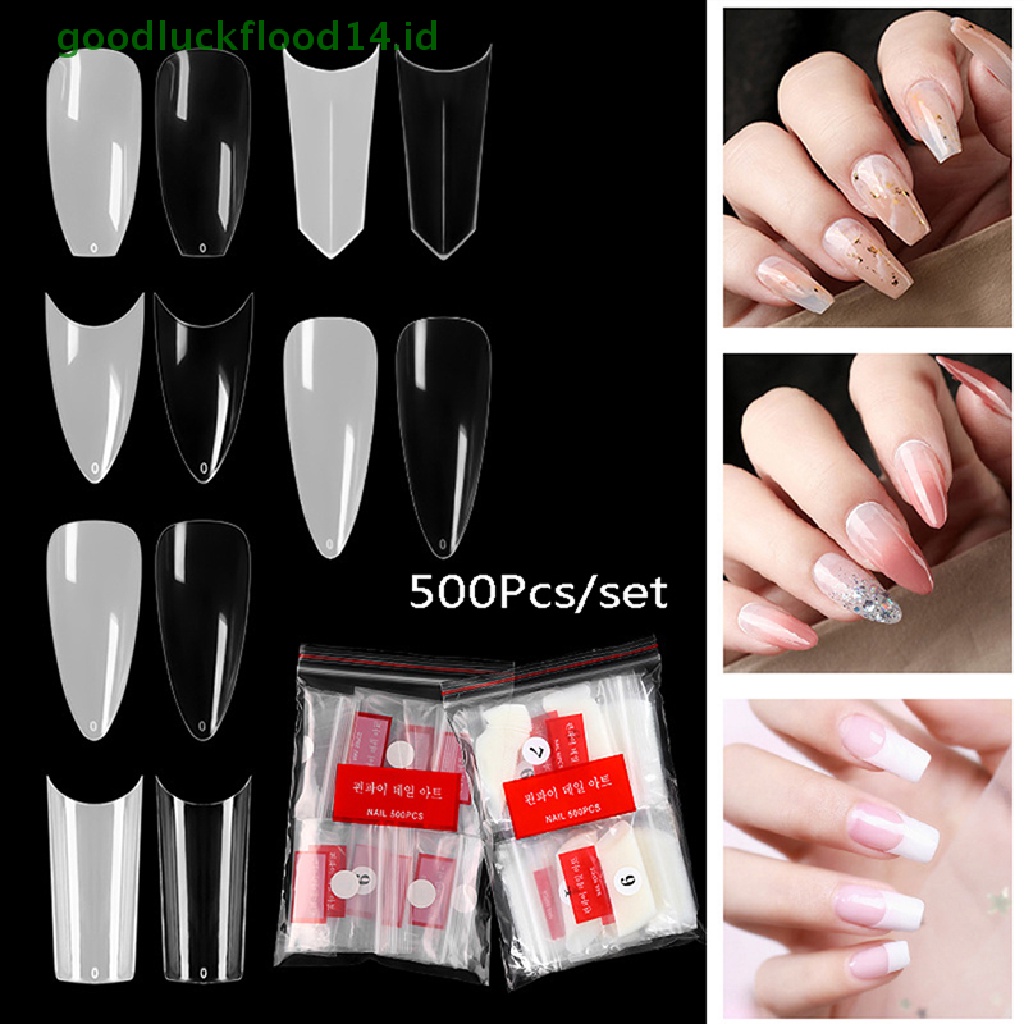 [GOOGFOUR] 500pcs Clear French Kuku Palsu Akrilik Art Tips UV Gel Fake Manicure Tools [TOP]