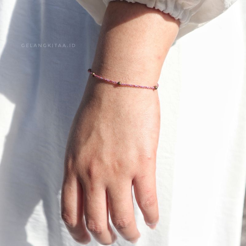 Gelang Tali Simple Vintage Model Kancing biji Jenitri Rudraksa Mote Glass Gelang Wanita Simple