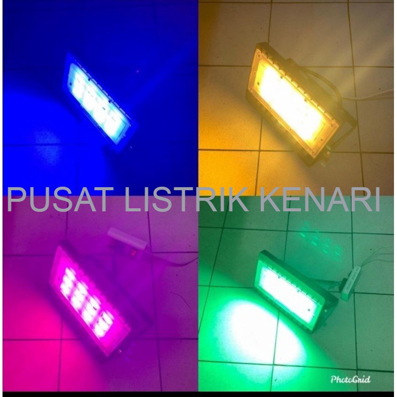 LAMPU SOROT TEMBAK  LED FLOOD LIGHT BIRU PINK HIJAU 50 WATT SMD
