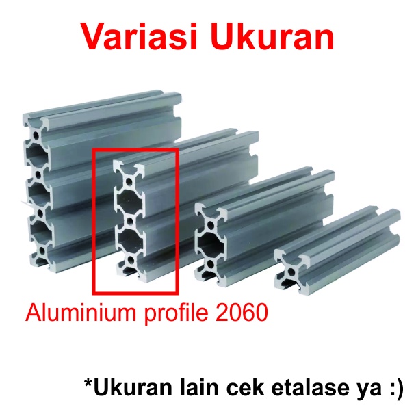 [HAEBOT] Aluminium Profile V Slot 2060 20x60 AP2060 Alumunium Profil CNC Frame Extrusion Mini Kerangka Mekanik Series 20mm x 60mm 3D Printer 1 cm