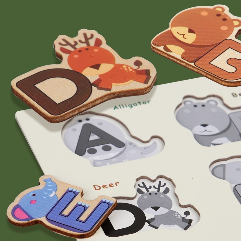 [FUNNY]Mainan Edukasi Anak Huruf ABC Binatang / Animal Alphabet Puzzle / Mainan Puzzle Papan Kayu Huruf A-Z / Mainan Puzzle ABC Binatang