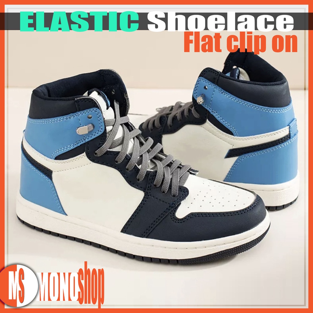 lazy lace elastic shoelace tali sepatu elastis dengan clip on lock model flat