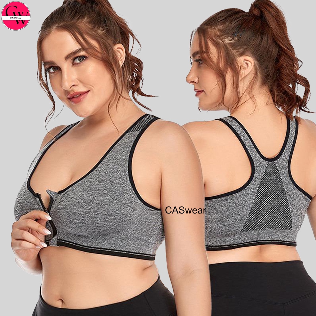 Sport Bra Gym Bra Wanita Zipper Resleting Depan Size Jumbo