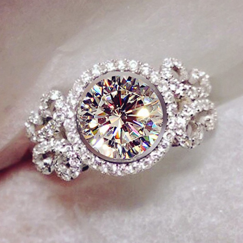 Brilliant Cubic Zirconia Cincin Untuk Wanita Gaya Vintage Mewah Elegan Lady's Finger Ring Pesta Pernikahan Band Tren Perhiasan