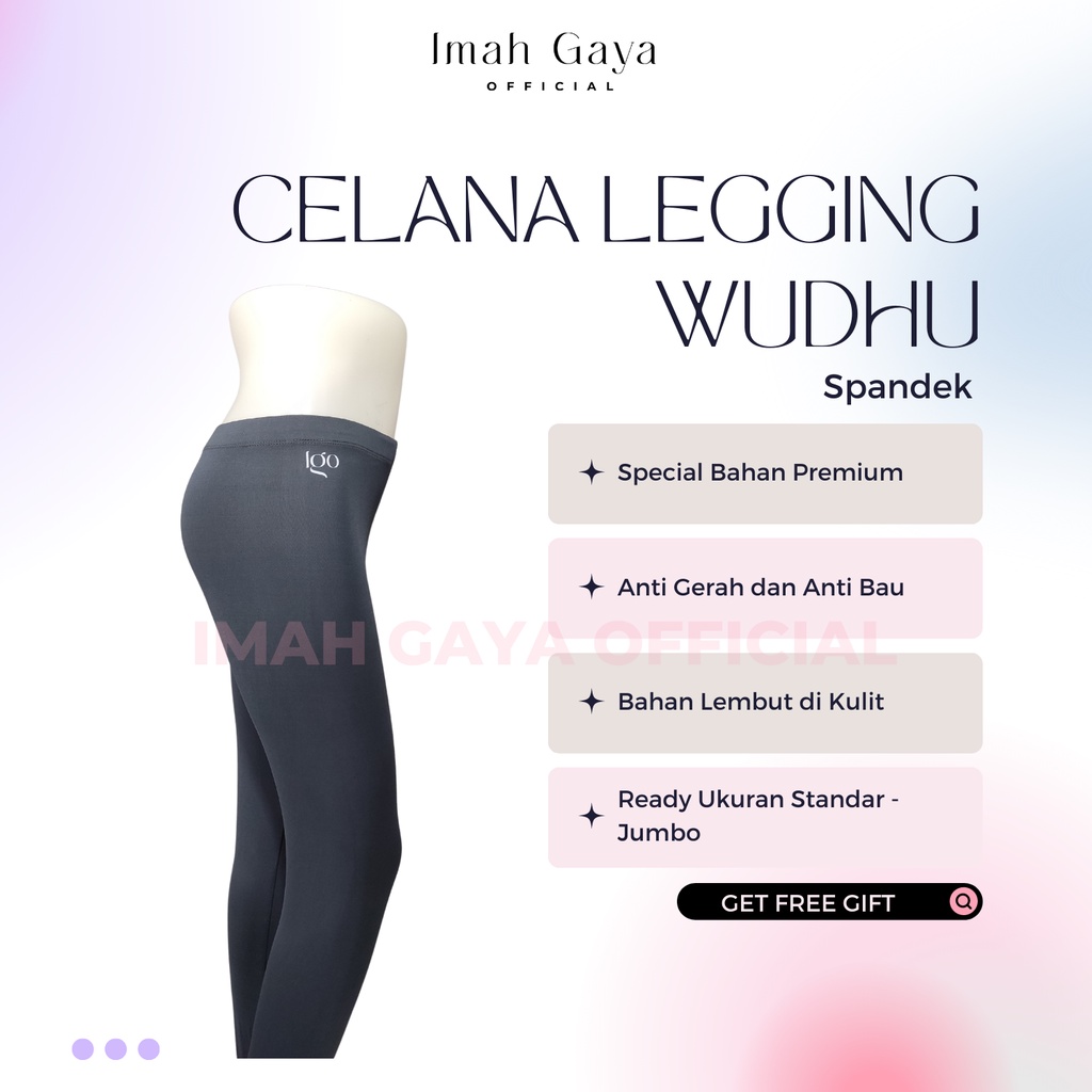 Imah Gaya Legging Wudhu Wanita Dewasa Standar Polos Spandek Celana Legging Wudhu