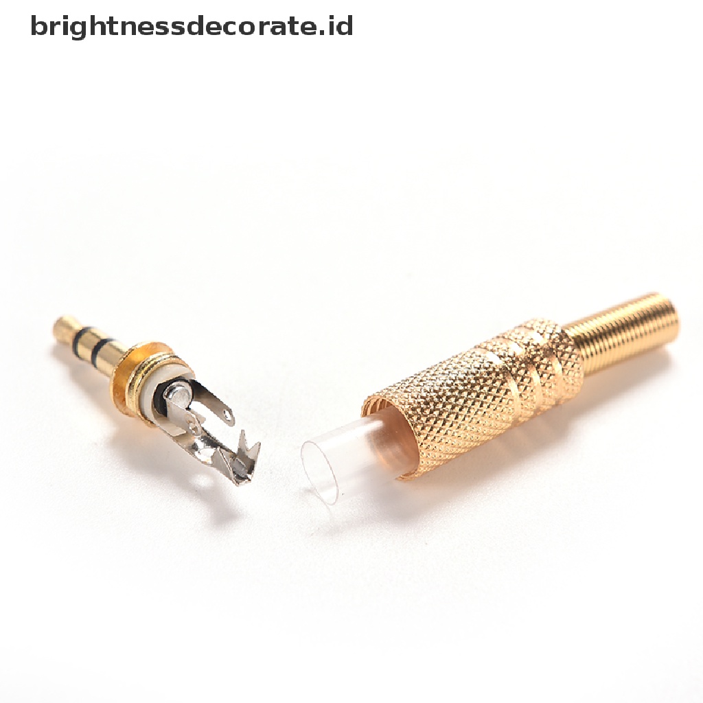 [Birth] 1pcs Konektor Adaptor Jack Plug TRS Audio 3.5mm 3.5mm 1per8 &quot;Pria Stereo Berlapis Emas  [ID] Baju Kaos Distro Pria Wanita Lengan Panjang [ID]