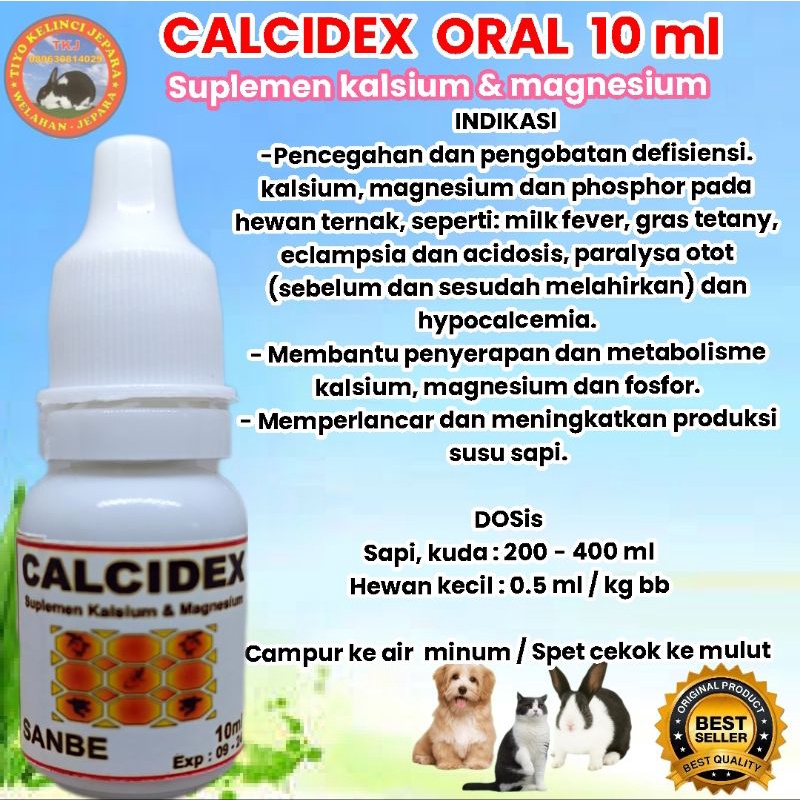 calcidex oral 10 ml obat untuk lumpuh pada hewan