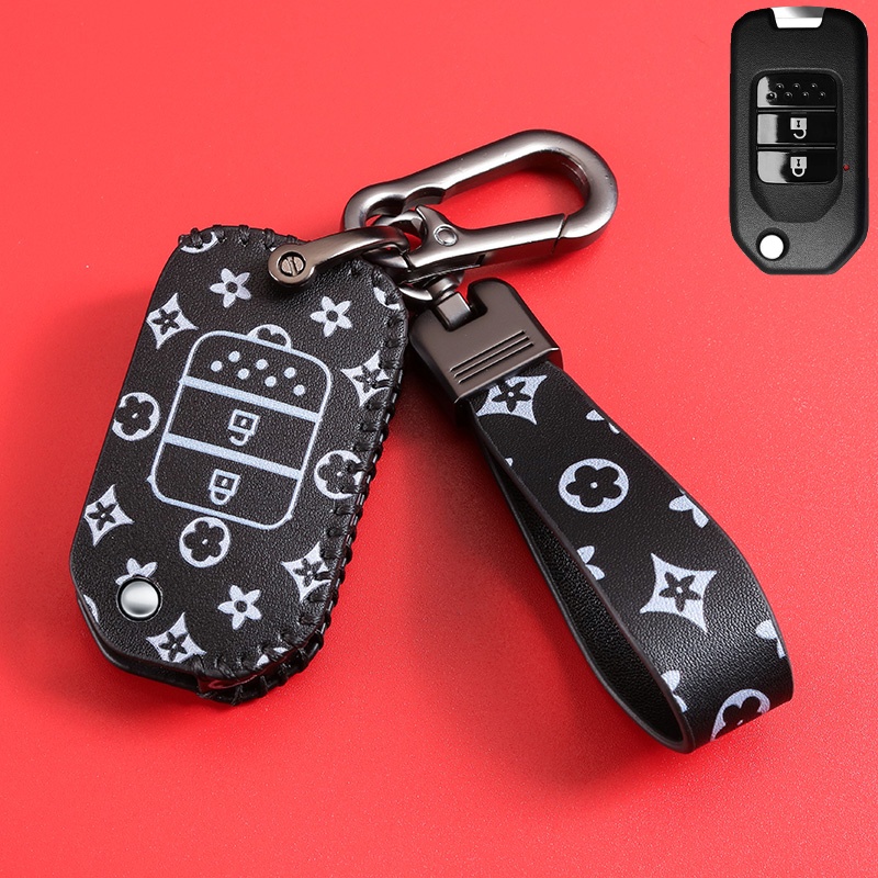 Bahan Kulit Jahitan Tangan Untuk Honda City HRV Civic Accord CRV Sir BRV Keyless Remote Car Key Cover Case