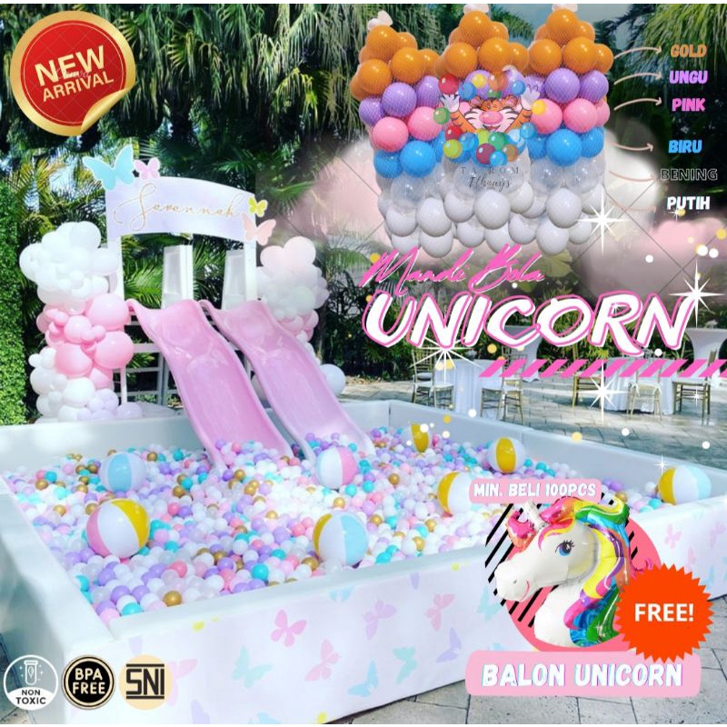 Bola Mandi Warna Warni Unicorn Free Balon Unicorn High Quality