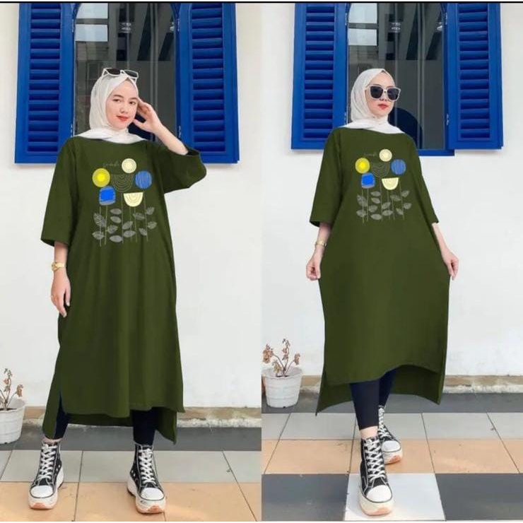 LONG TUNIK BASIC FLORA / OVERSIZE LONG TUNIK JUMBO  / TUNIK JUMBO