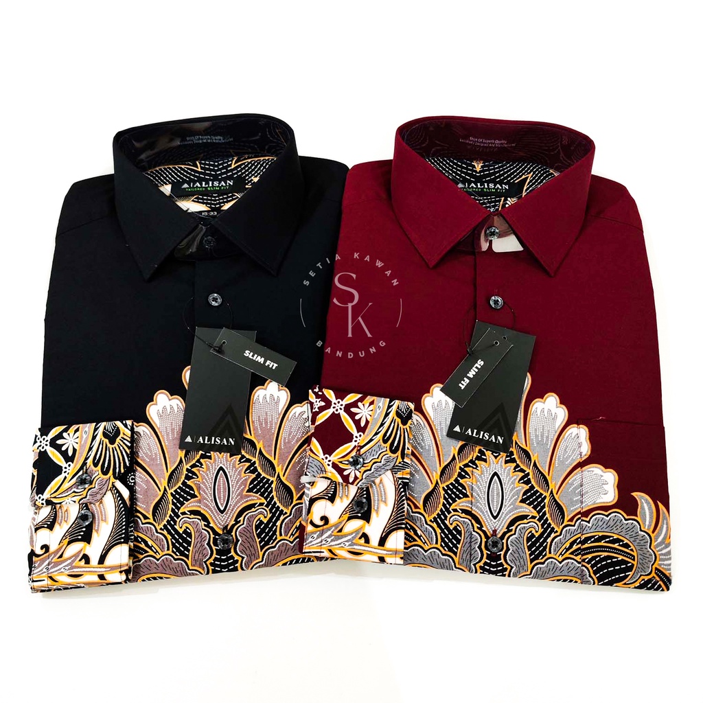 Kemeja ALISAN Corak Batik Print SLIM Fit Lengan Panjang ( Seri 00316 )