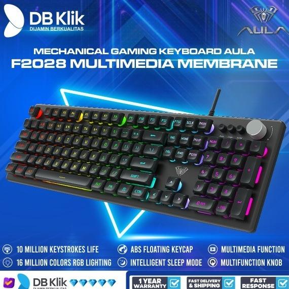 Keyboard Gaming AULA F2028 Multimedia Membrane RGB Macro - AULA F 2028
