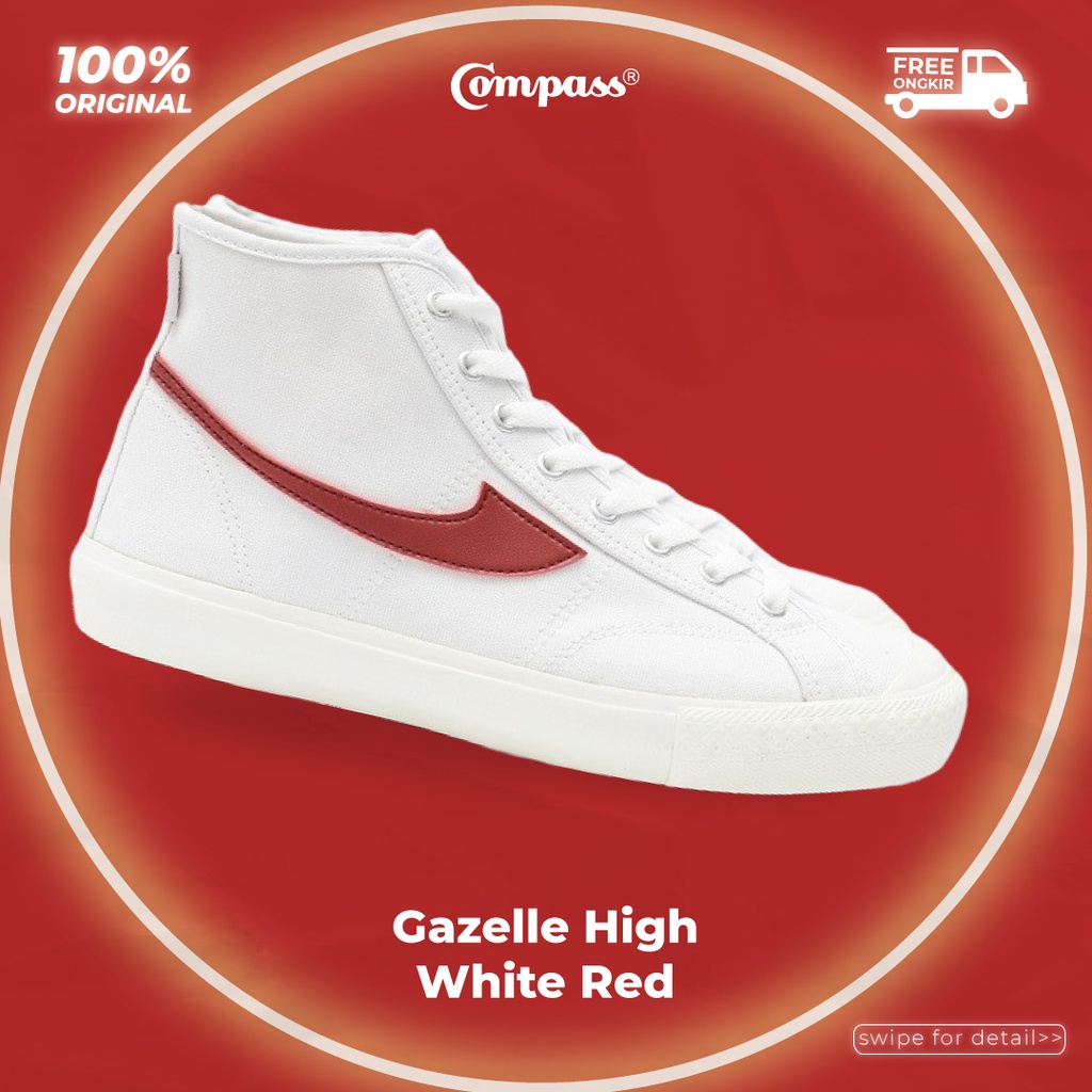 [ORIGINAL] SEPATU COMPASS GAZELLE HIGH WHITE RED