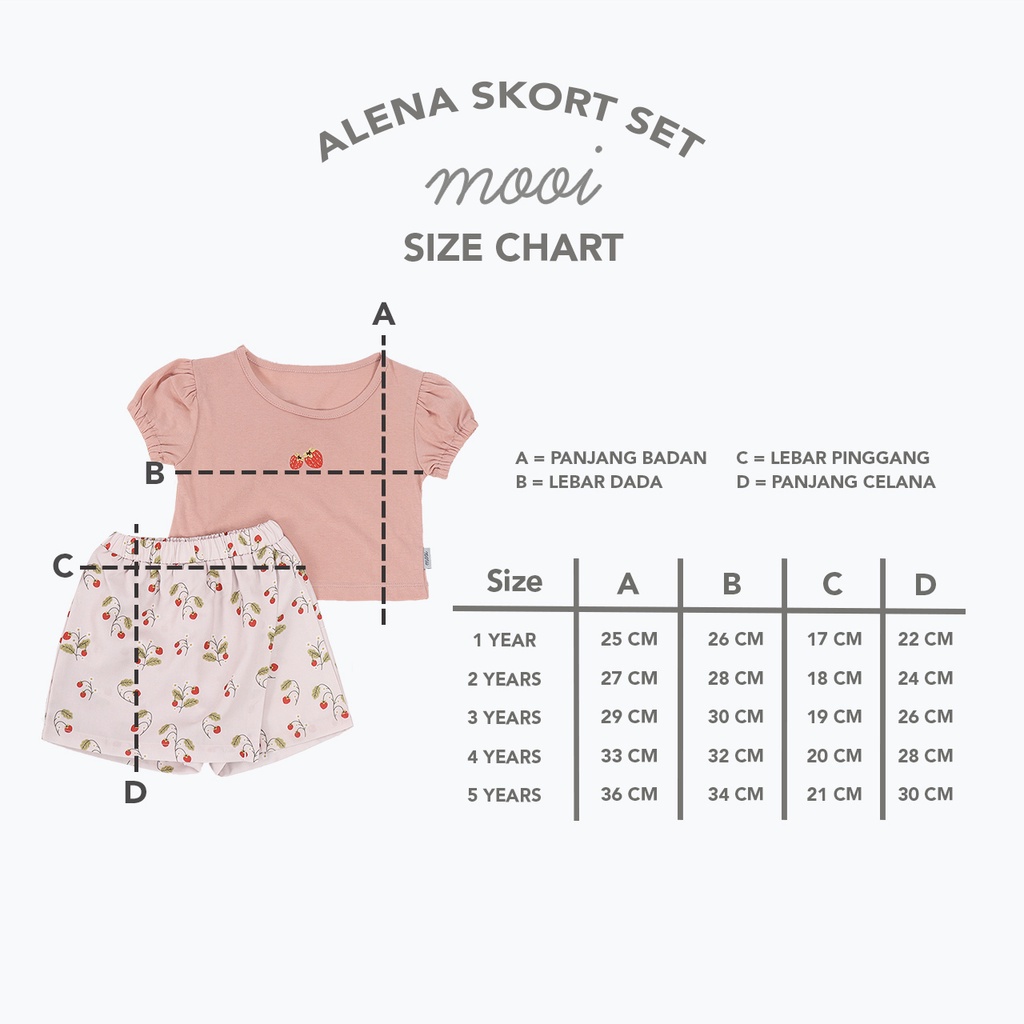 Baju Bayi Setelan Pendek Anak Perempuan Mooi Alena Skort Set 1-5 Tahun