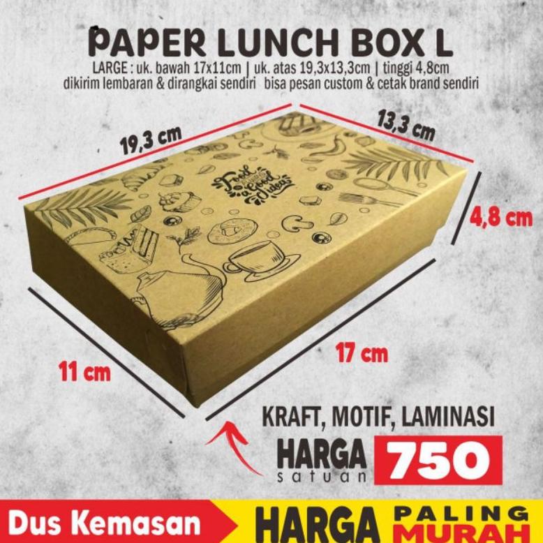 

Rjd44 Paper Lunch Box L Motif Kraft Laminasi (34pcs) .,.,.,..,