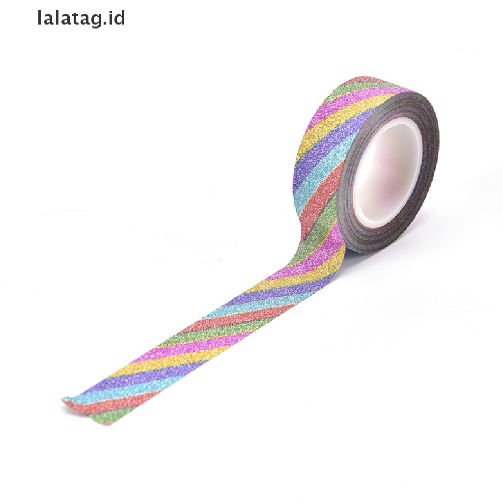 [lalatag] 10m glitter washi y paper ing tape label Perekat diy craft Hias [ID]