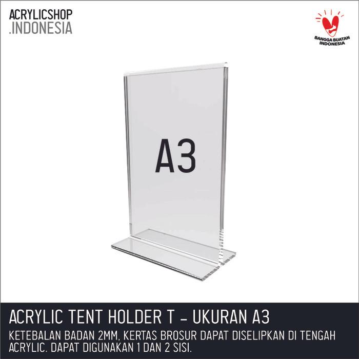 

Akrilik Tempat Brosur A3/Acrylic Tent Card Holder Stand 2sisi A3 TypeT