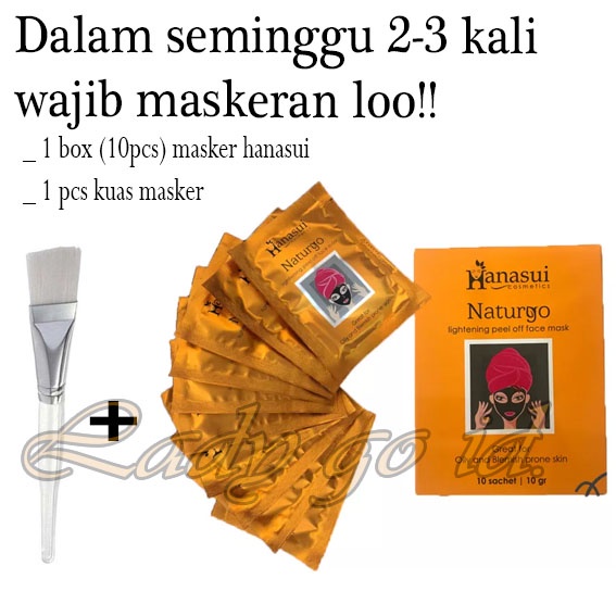 PAKET 1 BOX MASKER NATURGO HANASUI BPOM PLUS KUAS MASKER