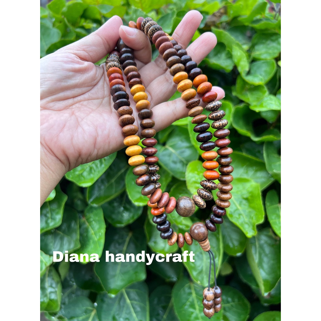 Tasbih 108 butir Budha Kayu Kombinasi / Tasbih Budha Kayu Kombinasi 108 Butir
