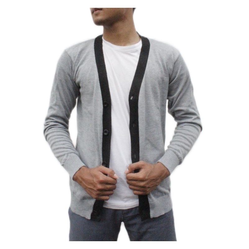 CARDIGAN PRIA GARIS HITAM / BERGARIS