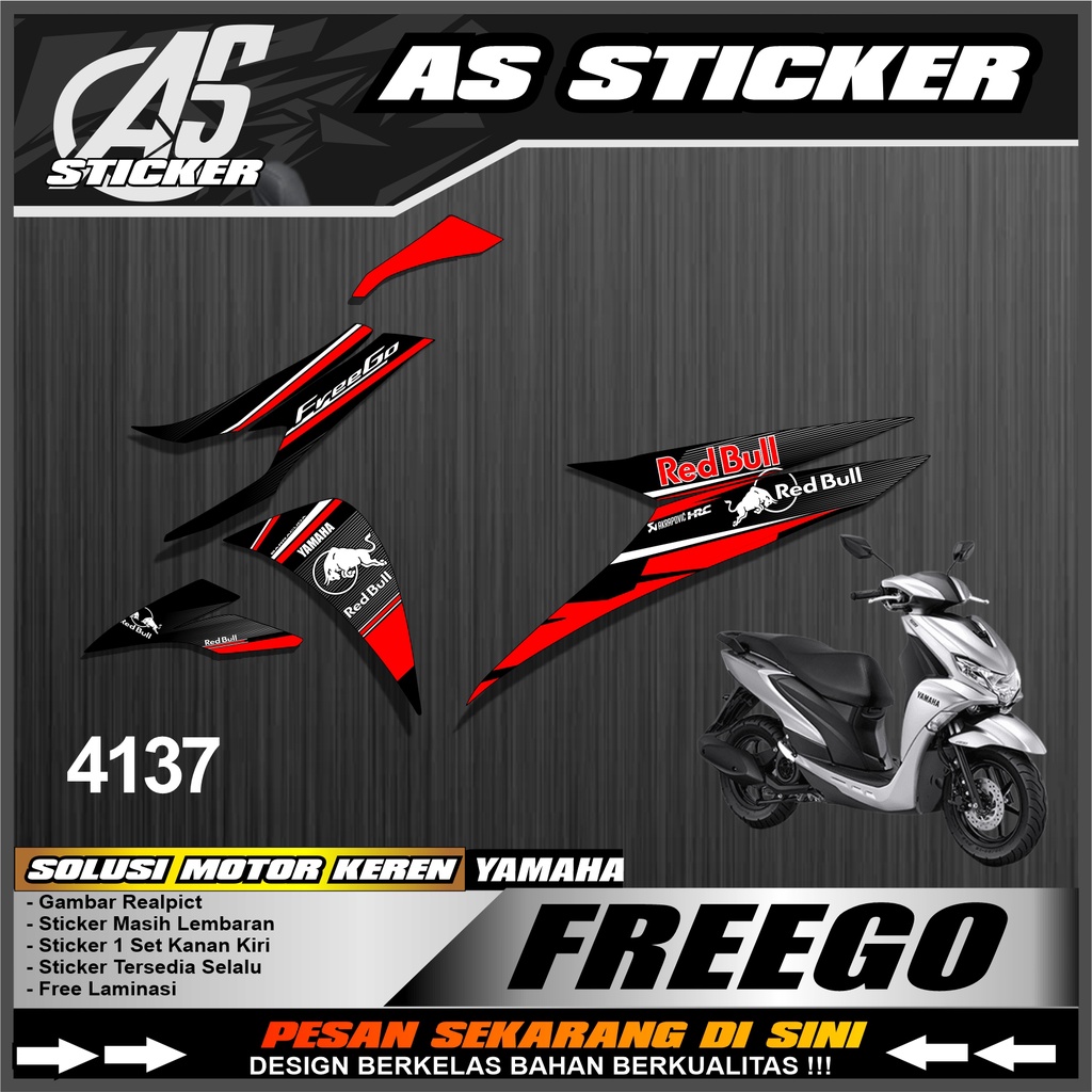 4137a Sticker Striping Variasi List Racing Motor Freego Desain Red bull Stiker Murah Semifull