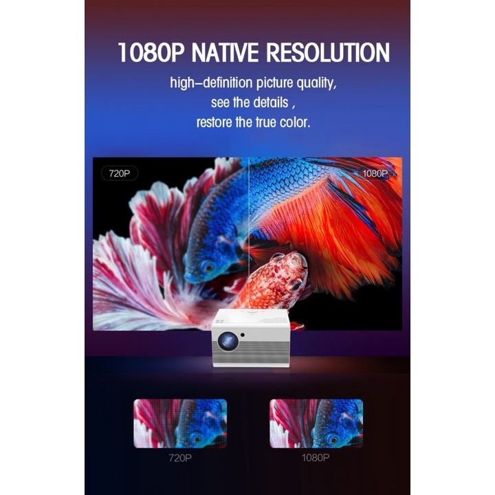 112 UNIC T10W Android - 1080P Full HD LED Projector - 200ANSI Lumens