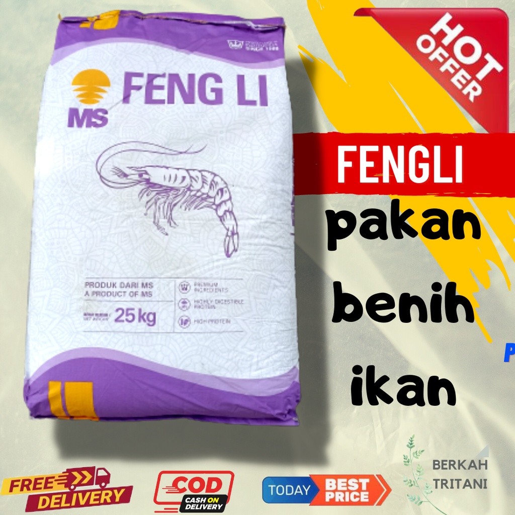 Pelet udang Fengli 0 fengli 1 1 kg Feng Li pakan larva udang, pakan Guppy, pakan cupang