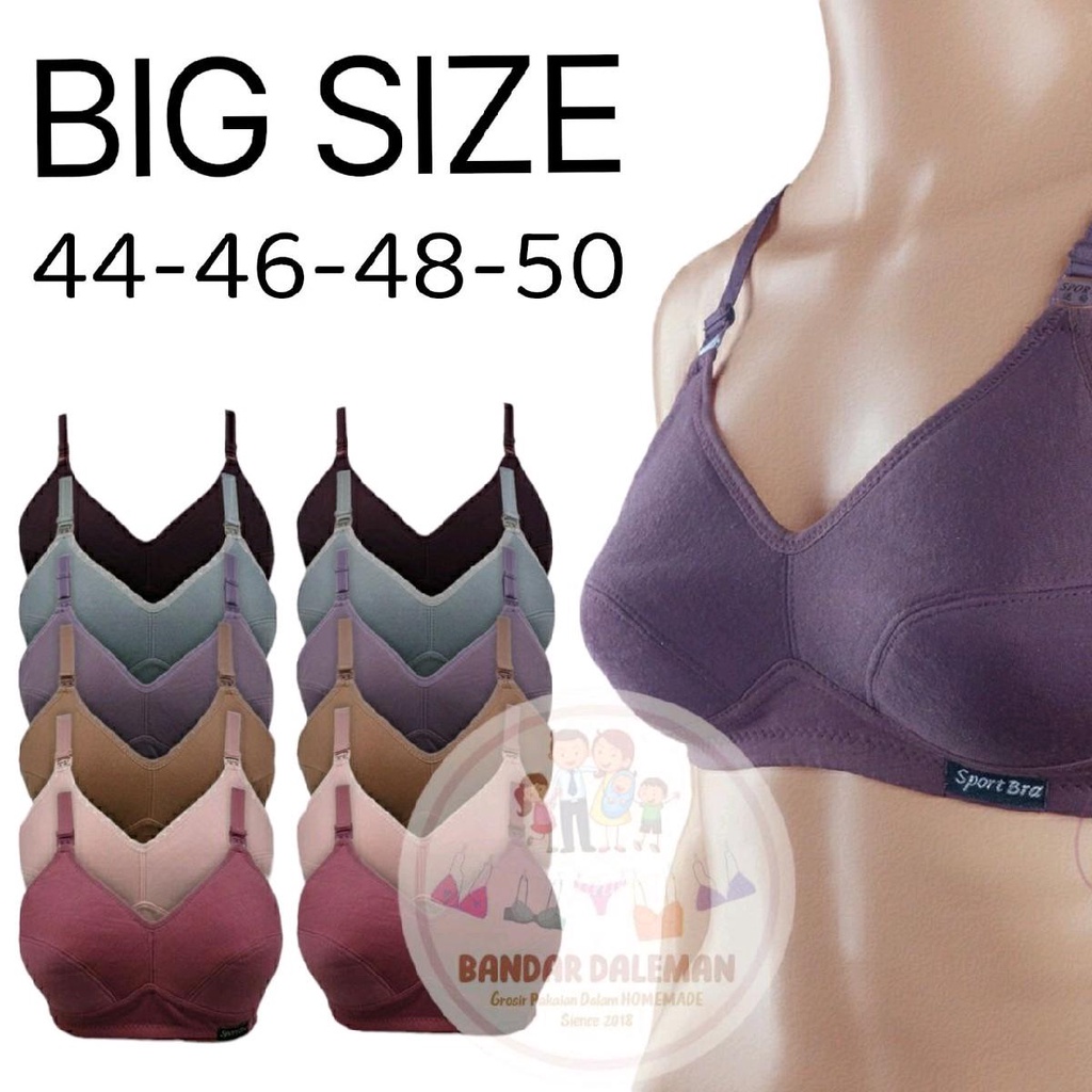 Bra BH Super Jumbo Big Size Tanpa Busa Tanpa Kawat Ukuran 44 46 48 50