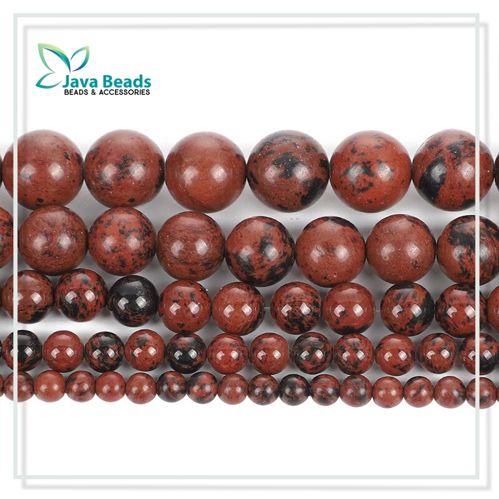 Manik Batu Alam Bulat Red Jasper Mahagony Alami Untuk Membuat Aksesoris Gelang