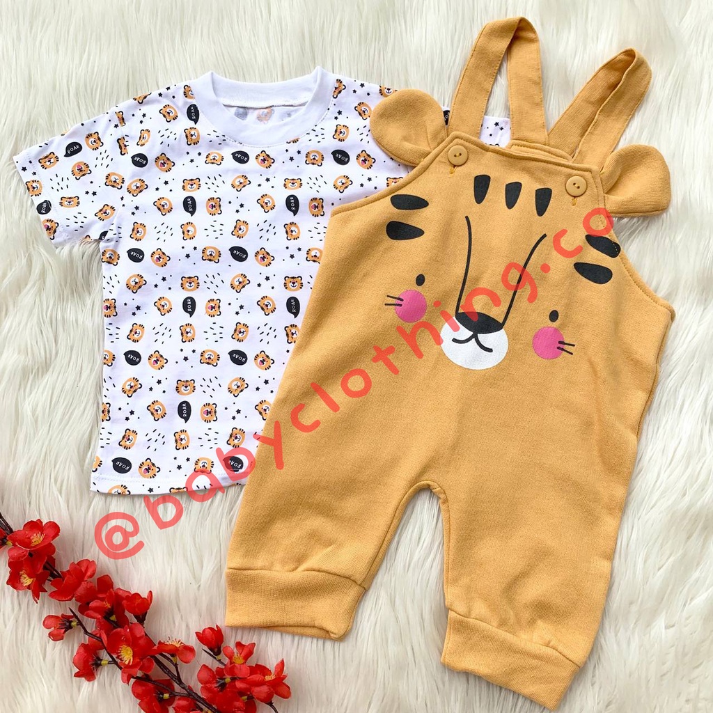 Baju setelan kaos overall kodok motif kartun lucu bestseller fashion anak bayi cowok laki murah -ani