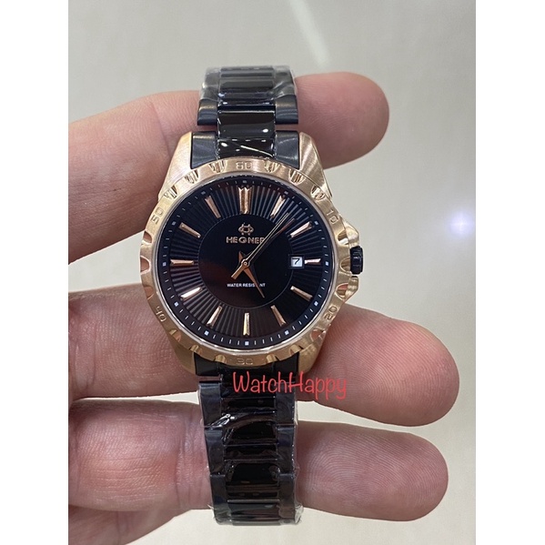 WatchHappy Hegner 1688 HW 1688 HW1688 Ladies Black Rose Gold Quartz Movement Stainless 100%ORIGINAL