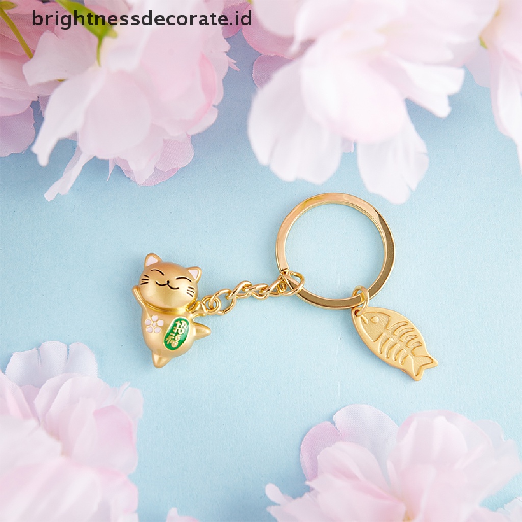 [Birth] Jepang Lucky Cat Keychain Kawaii Pernak Pernik Aksesori Tas Mobil Liontin Keychain Hadiah [ID]