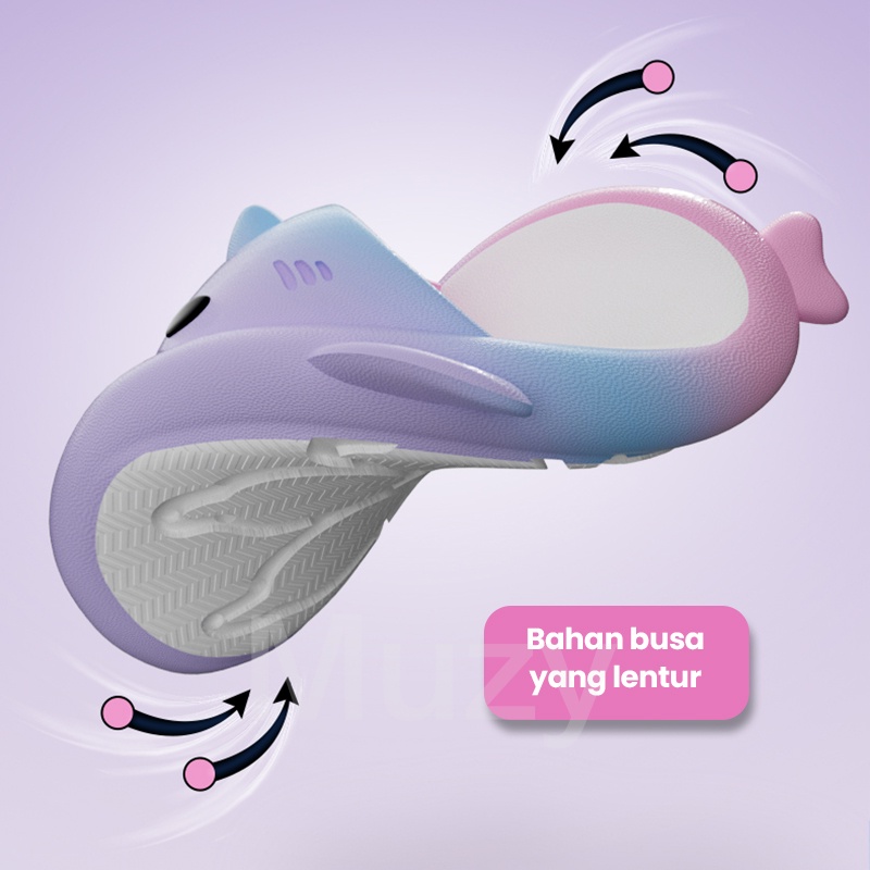 MUZY Sendal Karet Hiu Anak Sendal Hiu Dewasa Sendal Lucu Sandal Slop Karakter HSN601-5