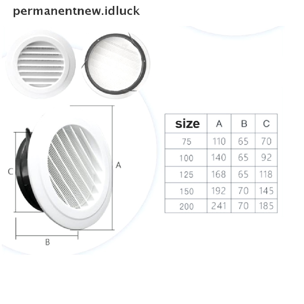 [luckypermanentnew] Exterior Wall Air Vent Grille Plastik Putaran Udara Exhaust Vent Gril Ducg [ID]
