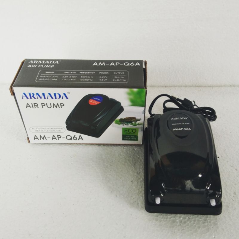 Aerator aipump 2 lubang ARMADA AM AP Q6 A mesin gelembung udara aquarium kolam