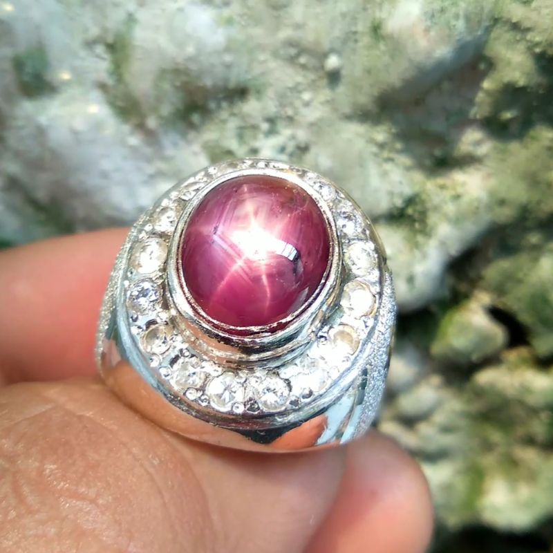 Ruby Star tajam Ring perak silver 925