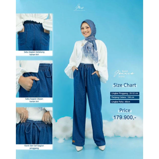 Jennie Kulot By Arrafi Bawahan wanita Celana panjang Levis Kulot jeans terbaru celana Korean style